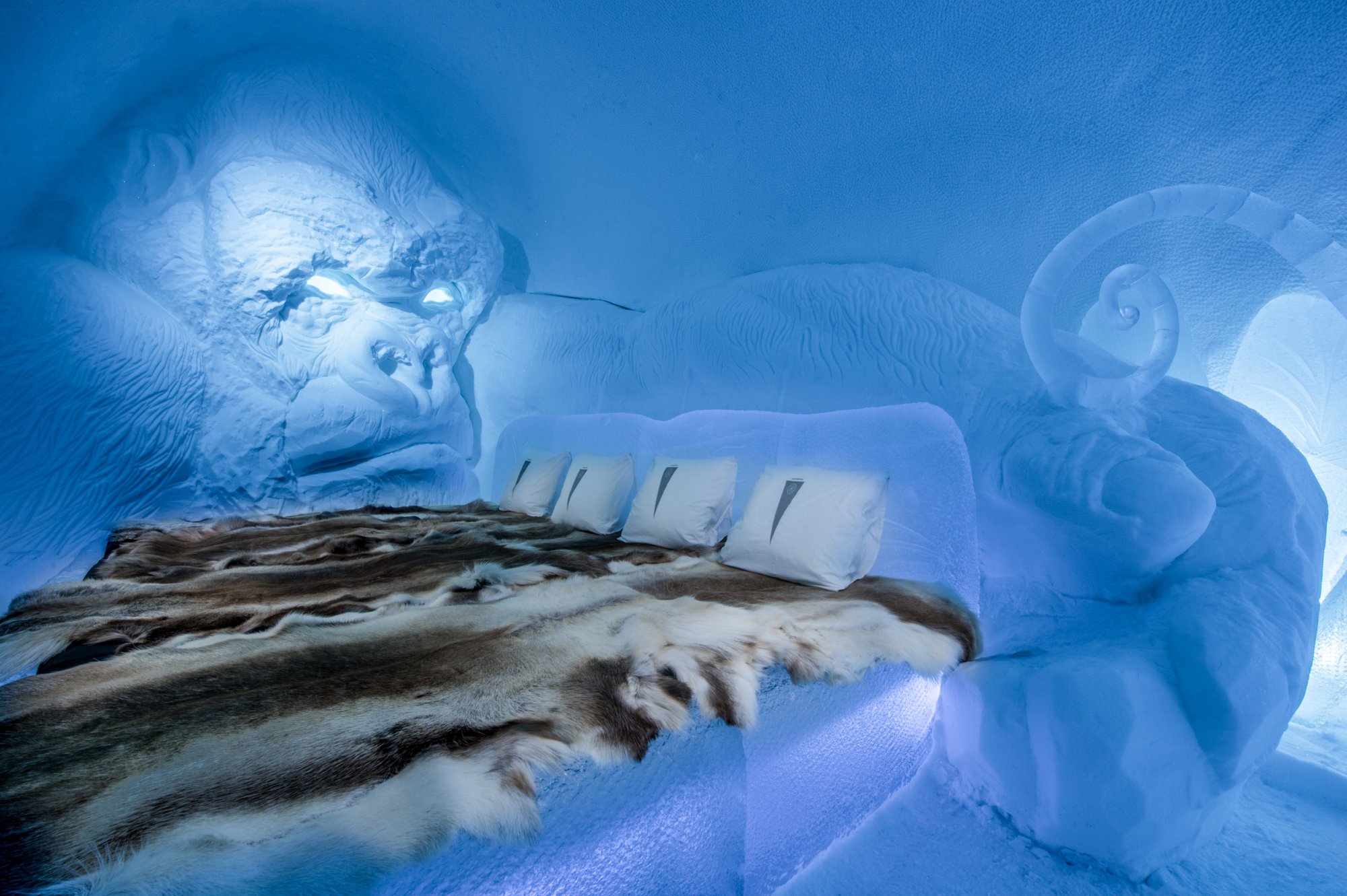An ice room at the world famous Ice Hotel in Swedish Lapland