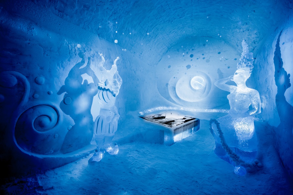 An ice room at the world famous Ice Hotel in Swedish Lapland