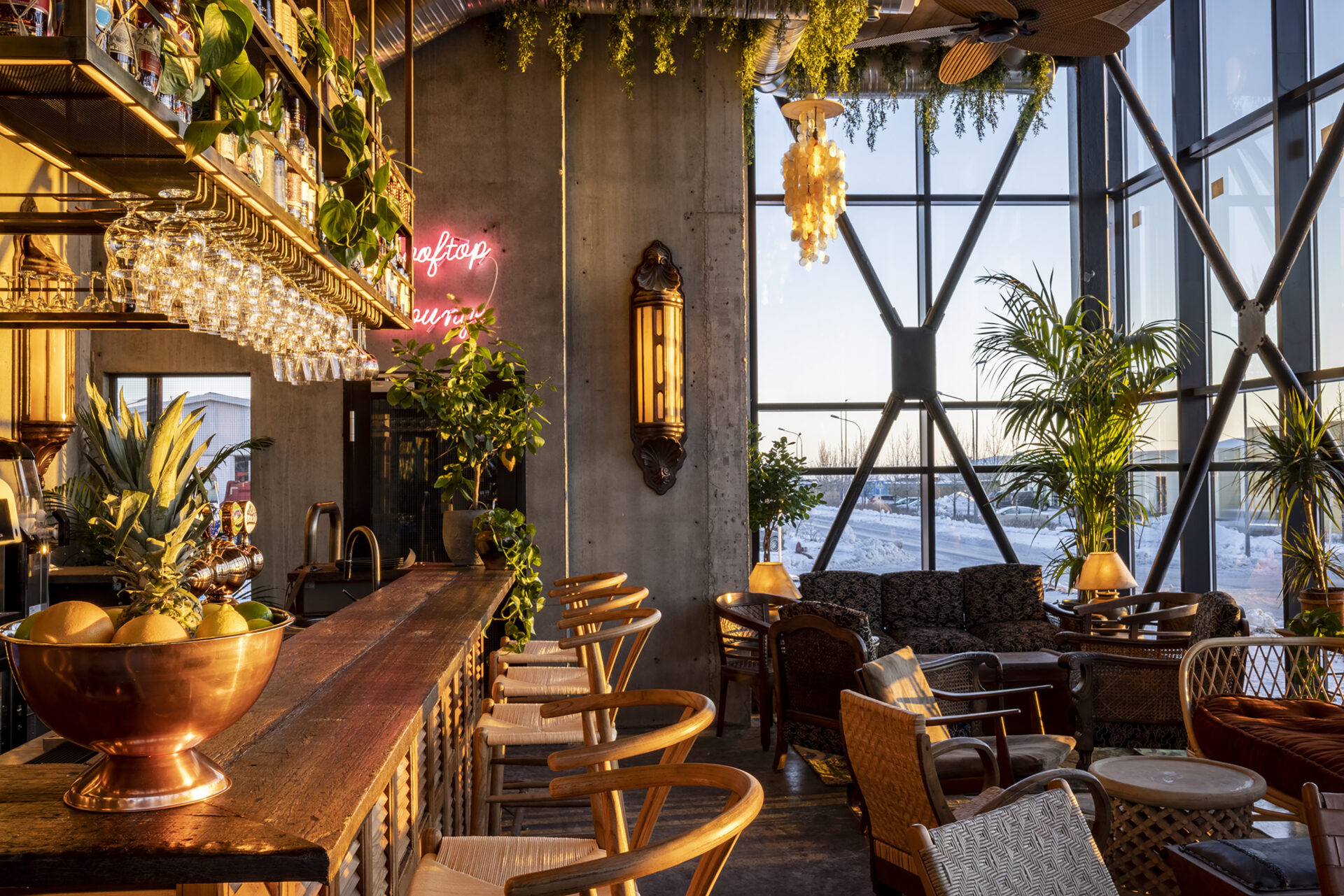 The bar at The Greenhouse Hotel in South Iceland 