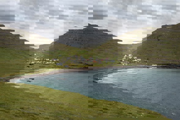 Village of Husavik Municipality in Sandoy, Faroe Islands